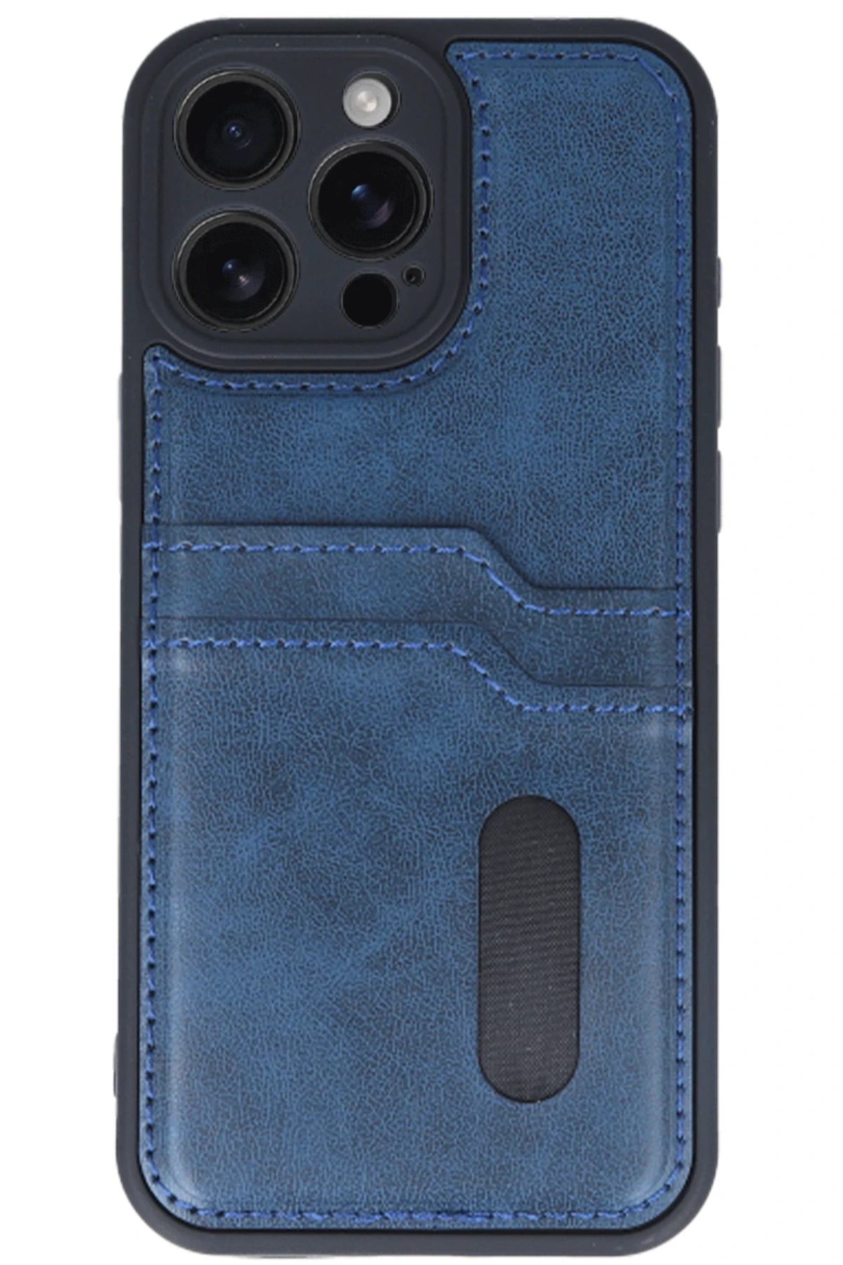 Newface iPhone 16 Pro Max Kılıf Sara Kartvizitli Deri Kılıf - Lacivert