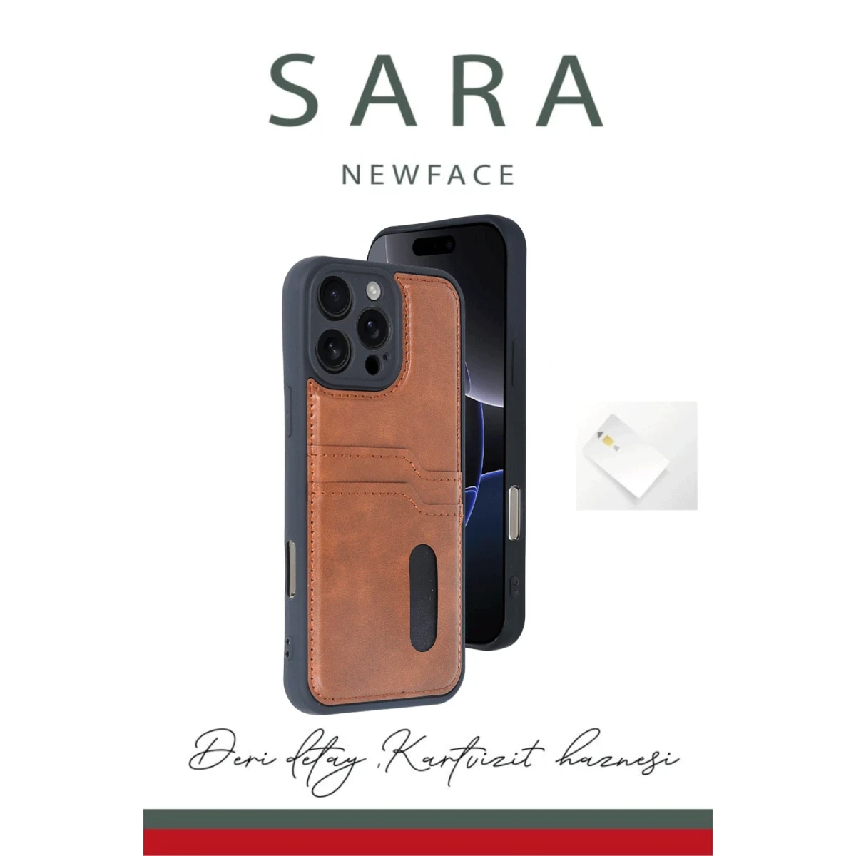 Newface Apple iPhone 16 Pro Kılıf Sara Kartvizitli Deri Kılıf - Siyah — görsel 6