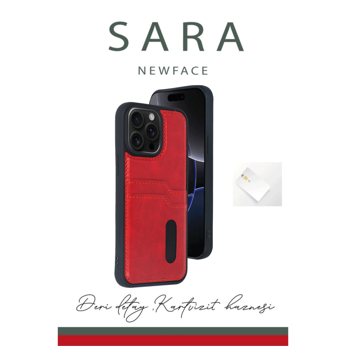 Newface Apple iPhone 14 Pro Max Kılıf Sara Kartvizitli Deri Kılıf - Siyah — görsel 9