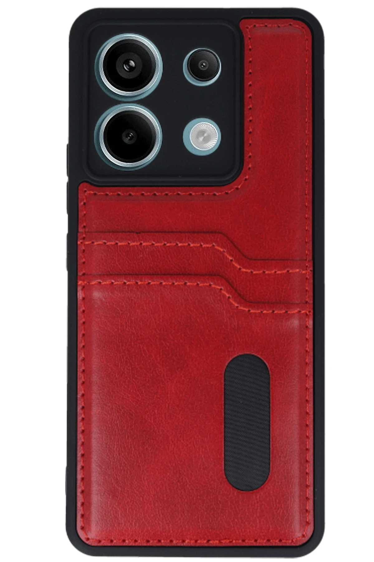 Newface Xiaomi Redmi Note 13 Pro 5G Kılıf Sara Kartvizitli Deri Kılıf - Kırmızı