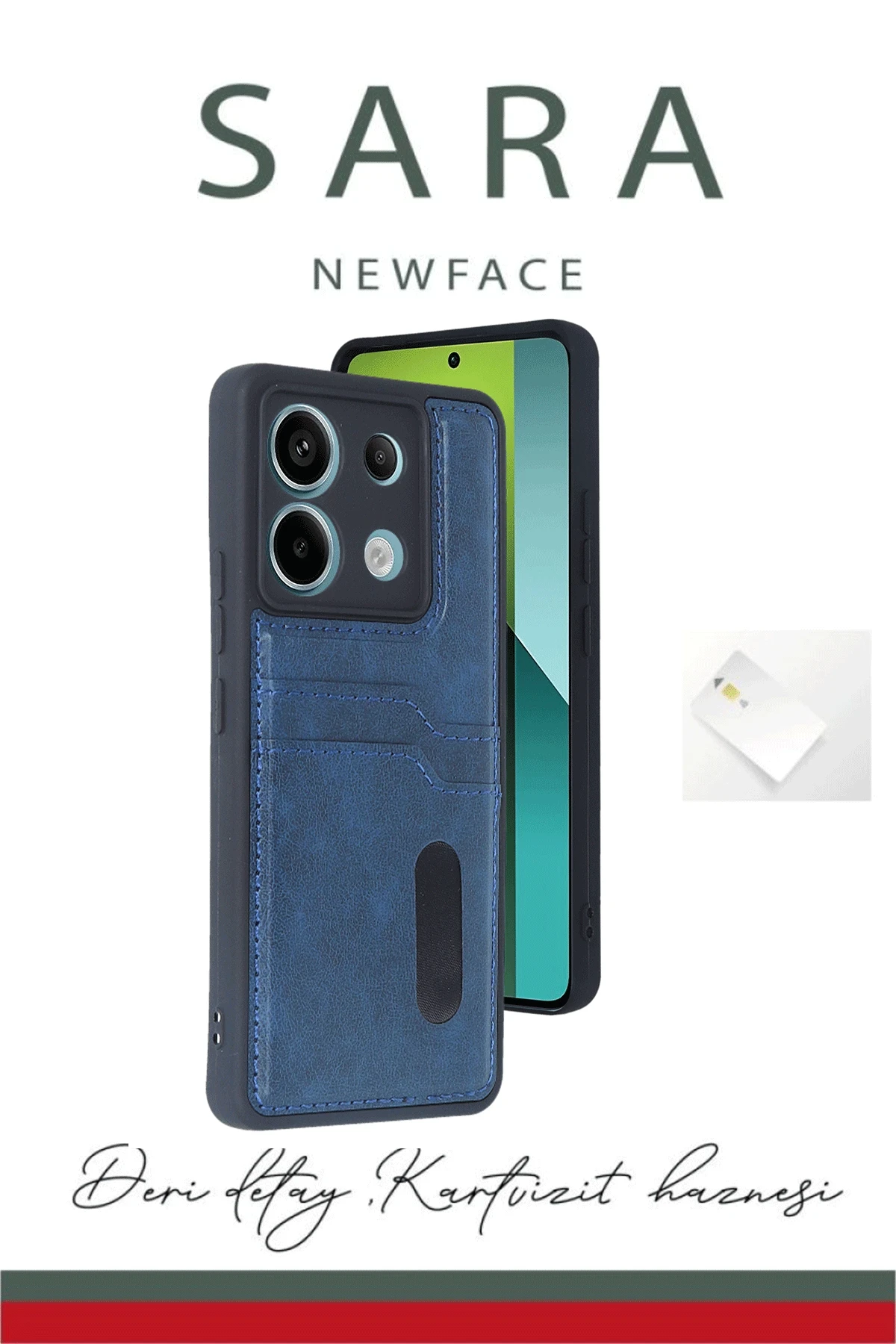 Newface Xiaomi Redmi Note 13 Pro 4G Kılıf Sara Kartvizitli Deri Kılıf - Lacivert