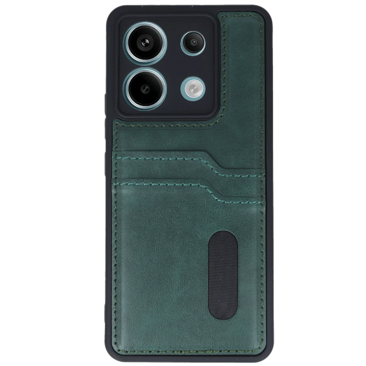 Xiaomi Redmi Note 13 Pro 4G Kılıf Sara Kartvizitli Deri Kılıf - Koyu Yeşil