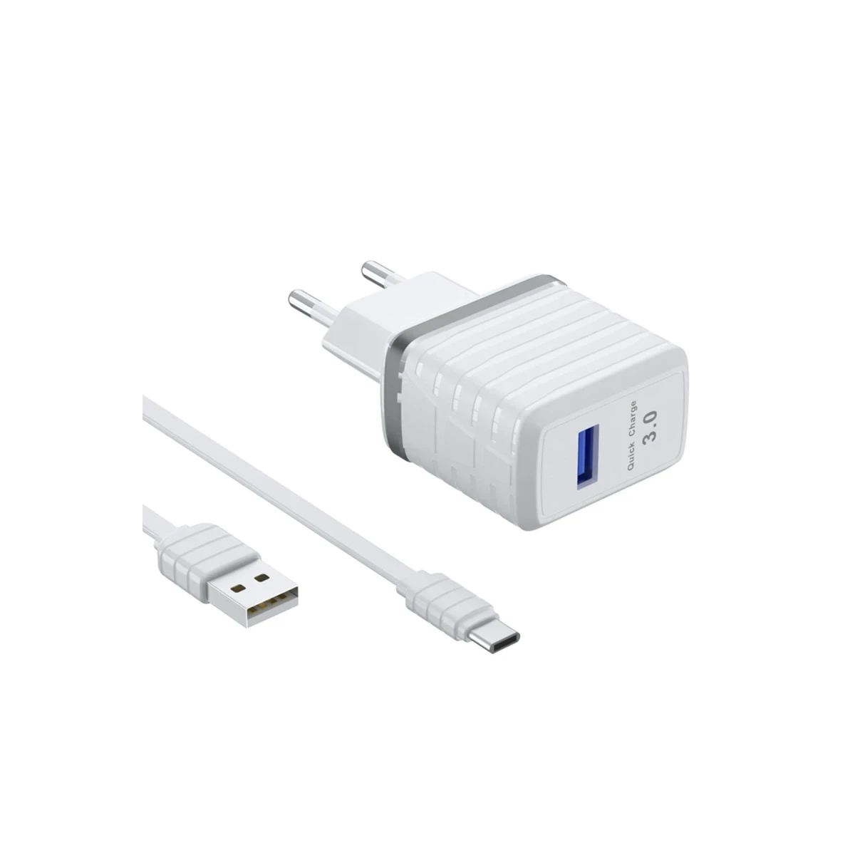 Newface C19Q 18W USB Çıkışlı Ekstra USB to Type-C Kablolu PD Hızlı Şarj Cihazı - Beyaz — görsel 2