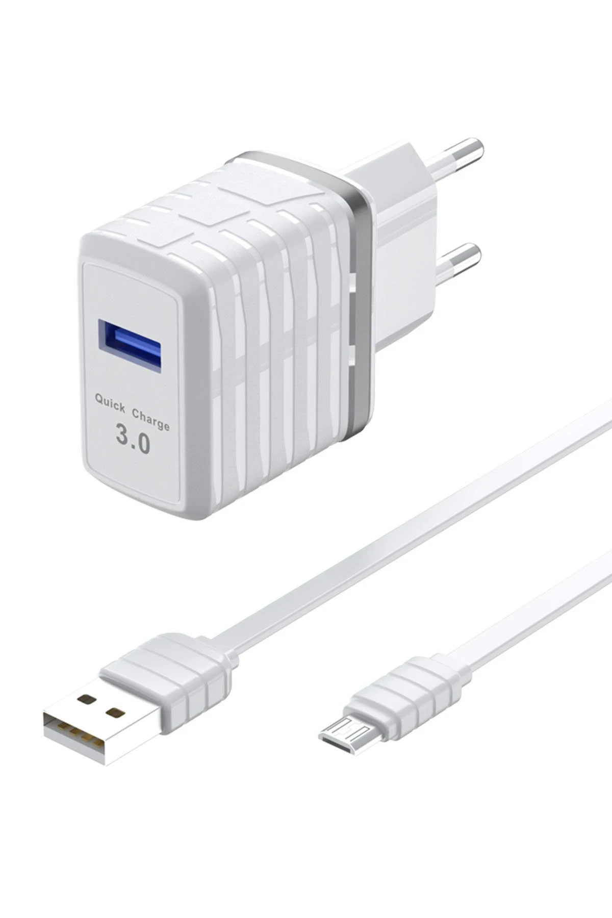 Newface C19Q 18W USB Çıkışlı Ekstra USB to Micro Kablolu PD Hızlı Şarj Cihazı - Beyaz