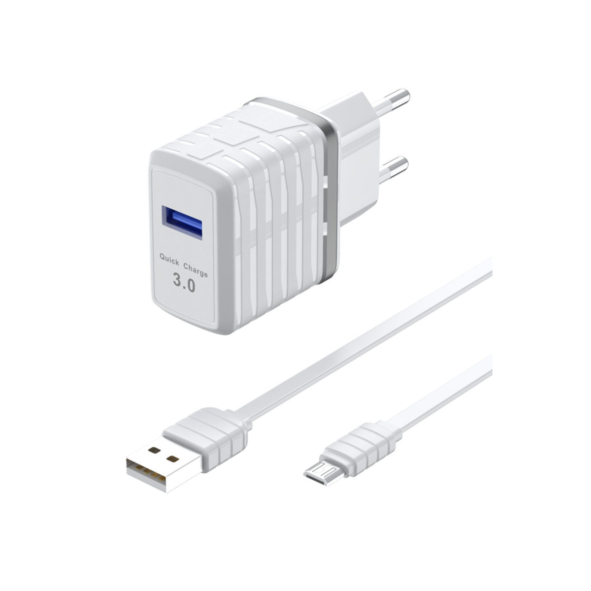 Newface C19Q 18W USB Çıkışlı Ekstra USB to Micro Kablolu PD Hızlı Şarj Cihazı - Beyaz — görsel 3