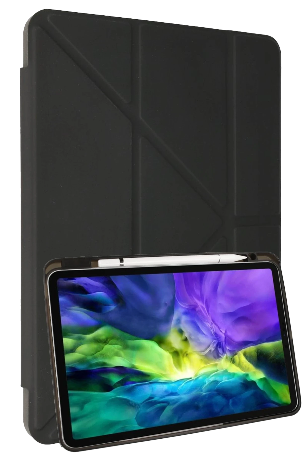 Newface Samsung Galaxy P610 Tab S6 Lite 10.4 Kılıf Kalemlikli Mars Tablet Kılıfı - Koyu Gri