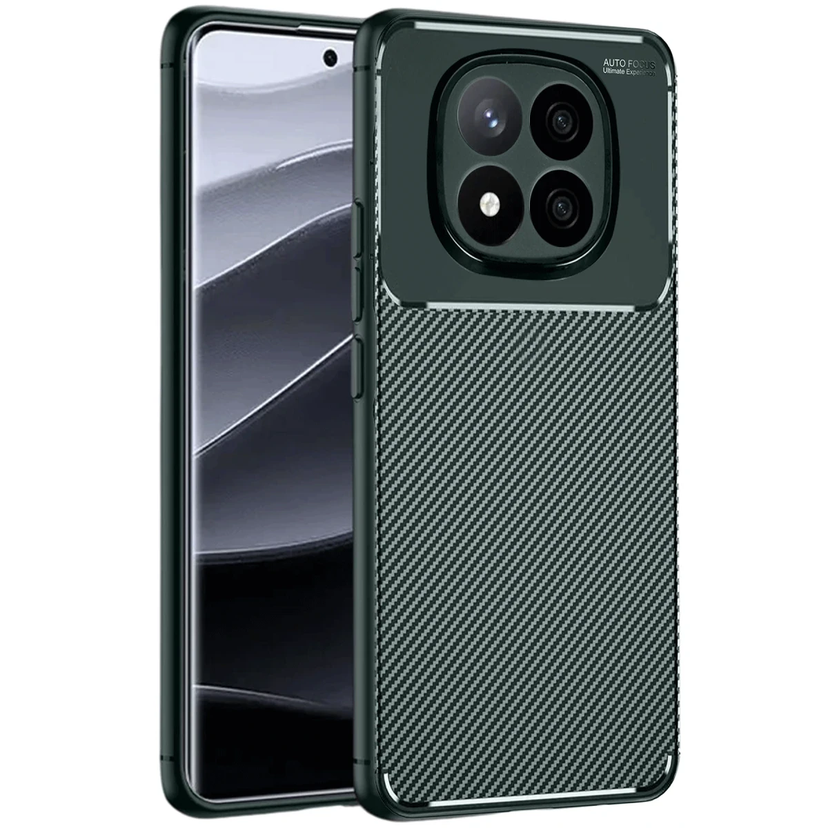Newface Xiaomi Redmi Note 14 Pro 4G Kılıf Auto Focus Karbon Kapak - Koyu Yeşil