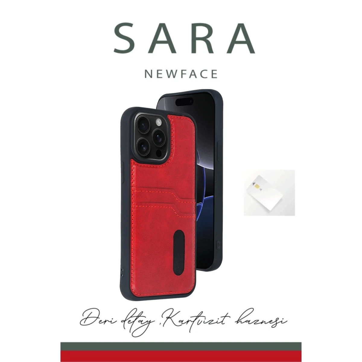 Newface Apple iPhone 16 Kılıf Sara Kartvizitli Deri Kılıf - Siyah — görsel 6