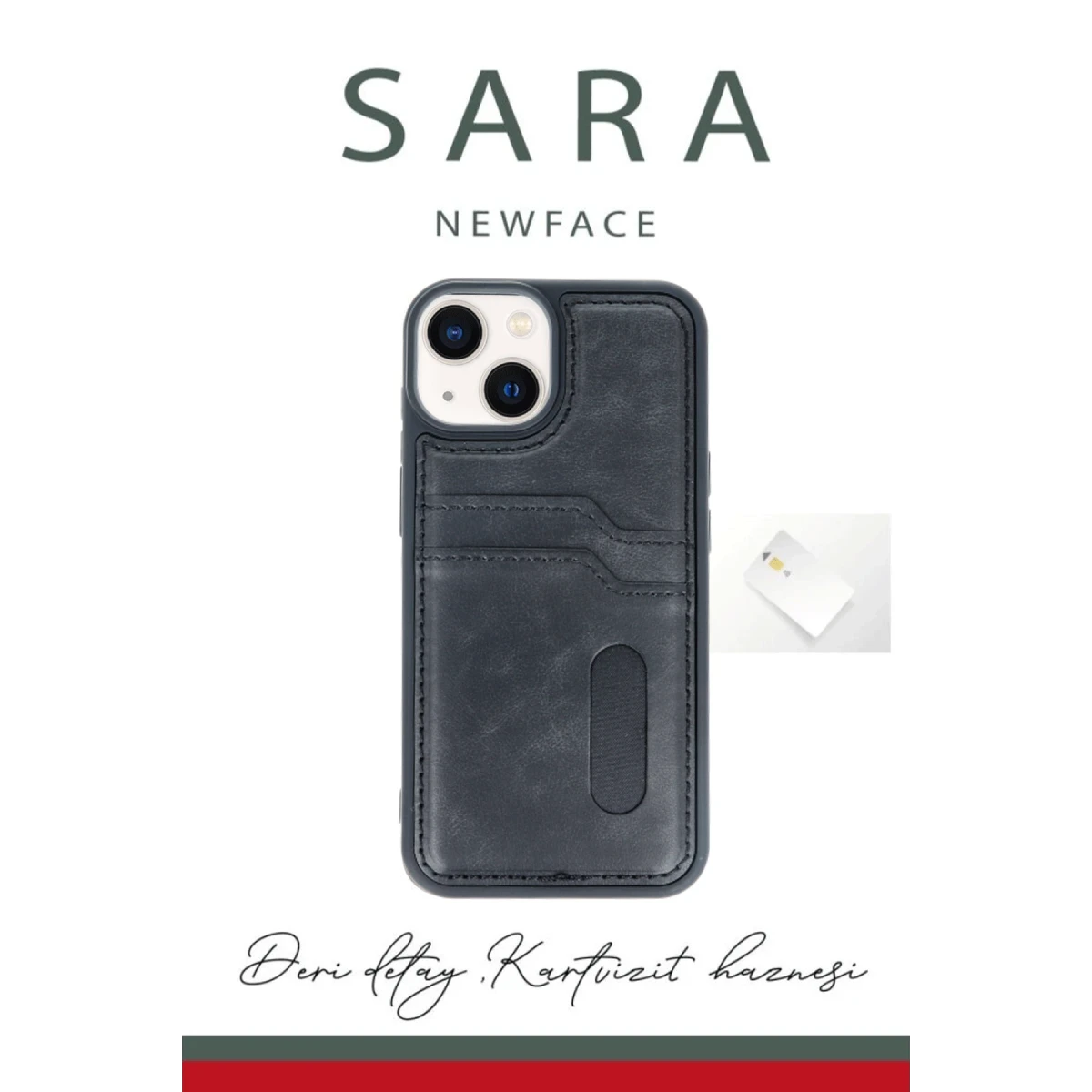 Newface Apple iPhone 14 Kılıf Sara Kartvizitli Deri Kılıf - Siyah — görsel 6