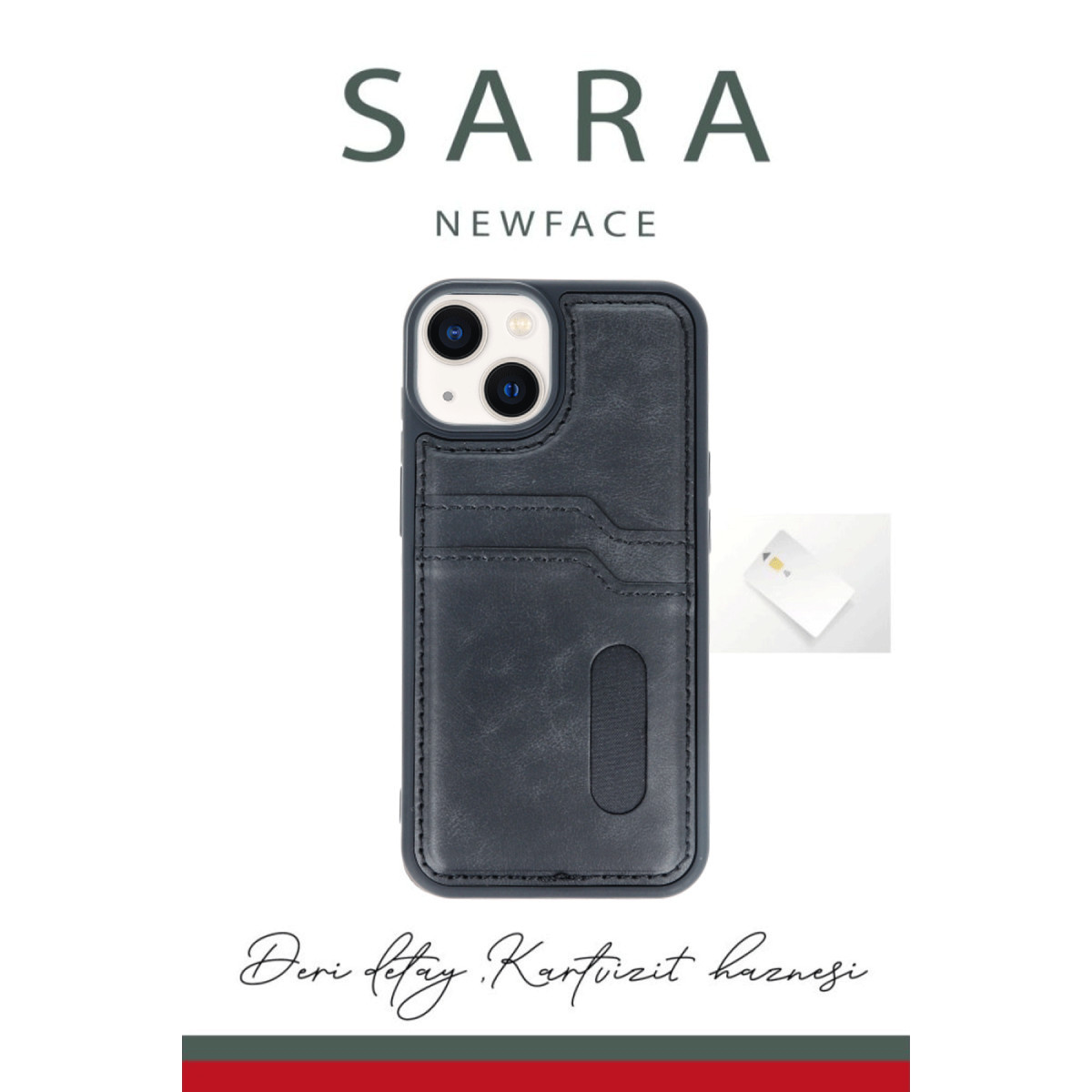 Newface Apple iPhone 14 Kılıf Sara Kartvizitli Deri Kılıf - Siyah — görsel 9