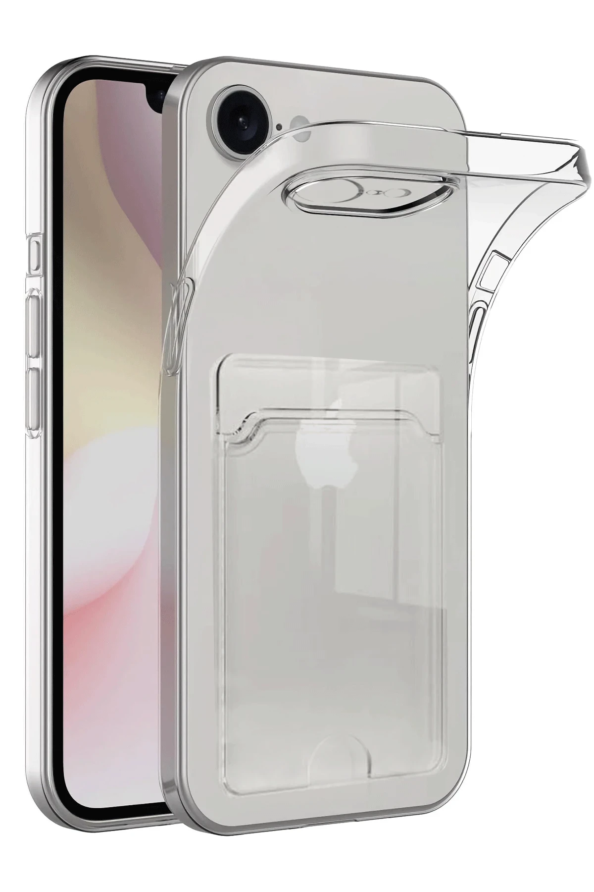 Newface iPhone 16E Kılıf Kart Şeffaf Silikon - Şeffaf