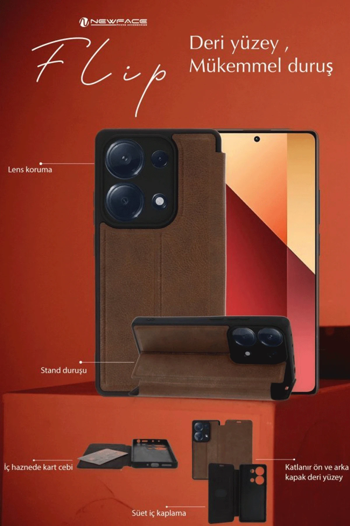 Newface Samsung Galaxy A35 5G Kılıf Flip Cover - Siyah