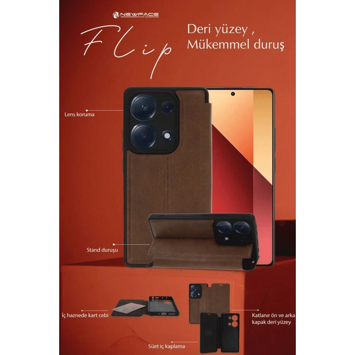 Newface Samsung Galaxy A35 5G Kılıf Flip Cover - Siyah — görsel 6