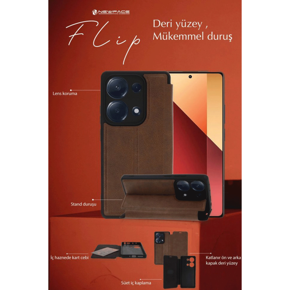 Newface Samsung Galaxy A35 5G Kılıf Flip Cover - Siyah — görsel 9