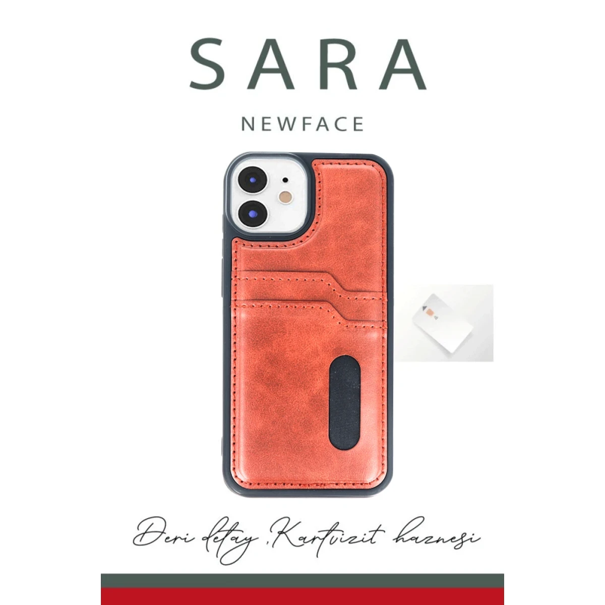 Newface Apple iPhone 11 Kılıf Sara Kartvizitli Deri Kılıf - Siyah — görsel 6