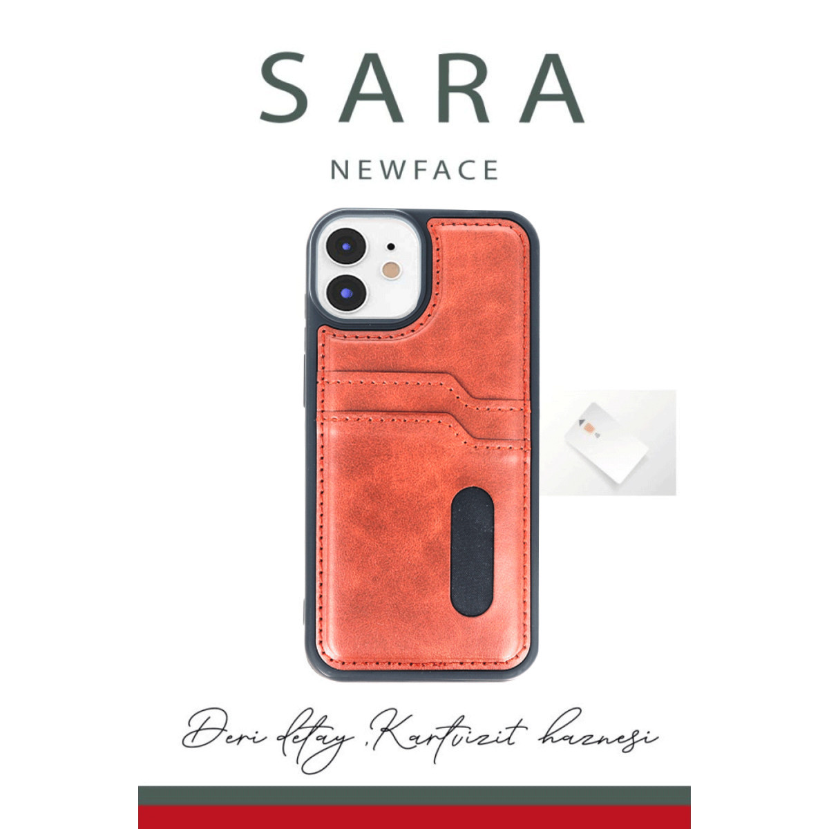Newface Apple iPhone 11 Kılıf Sara Kartvizitli Deri Kılıf - Siyah — görsel 9
