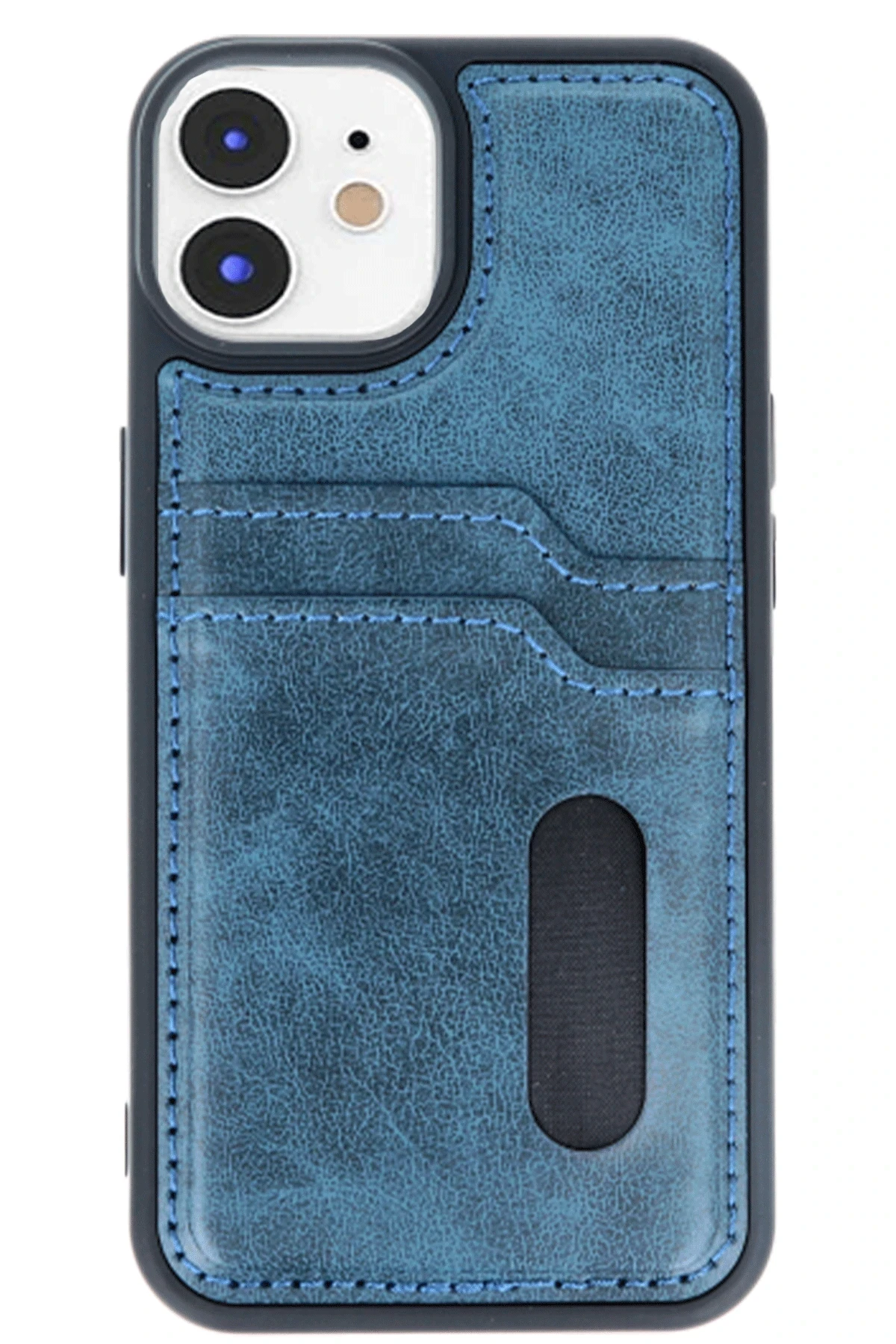 Newface iPhone 11 Kılıf Sara Kartvizitli Deri Kılıf - Lacivert