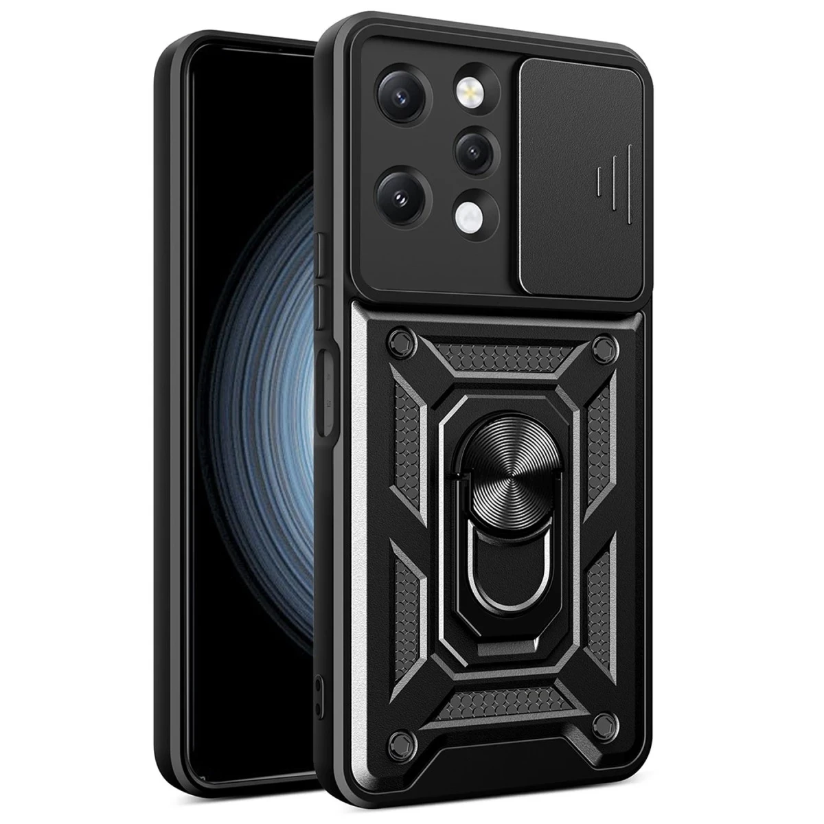 Newface Xiaomi Redmi 12 Kılıf Pars Lens Yüzüklü Silikon - Siyah — görsel 3