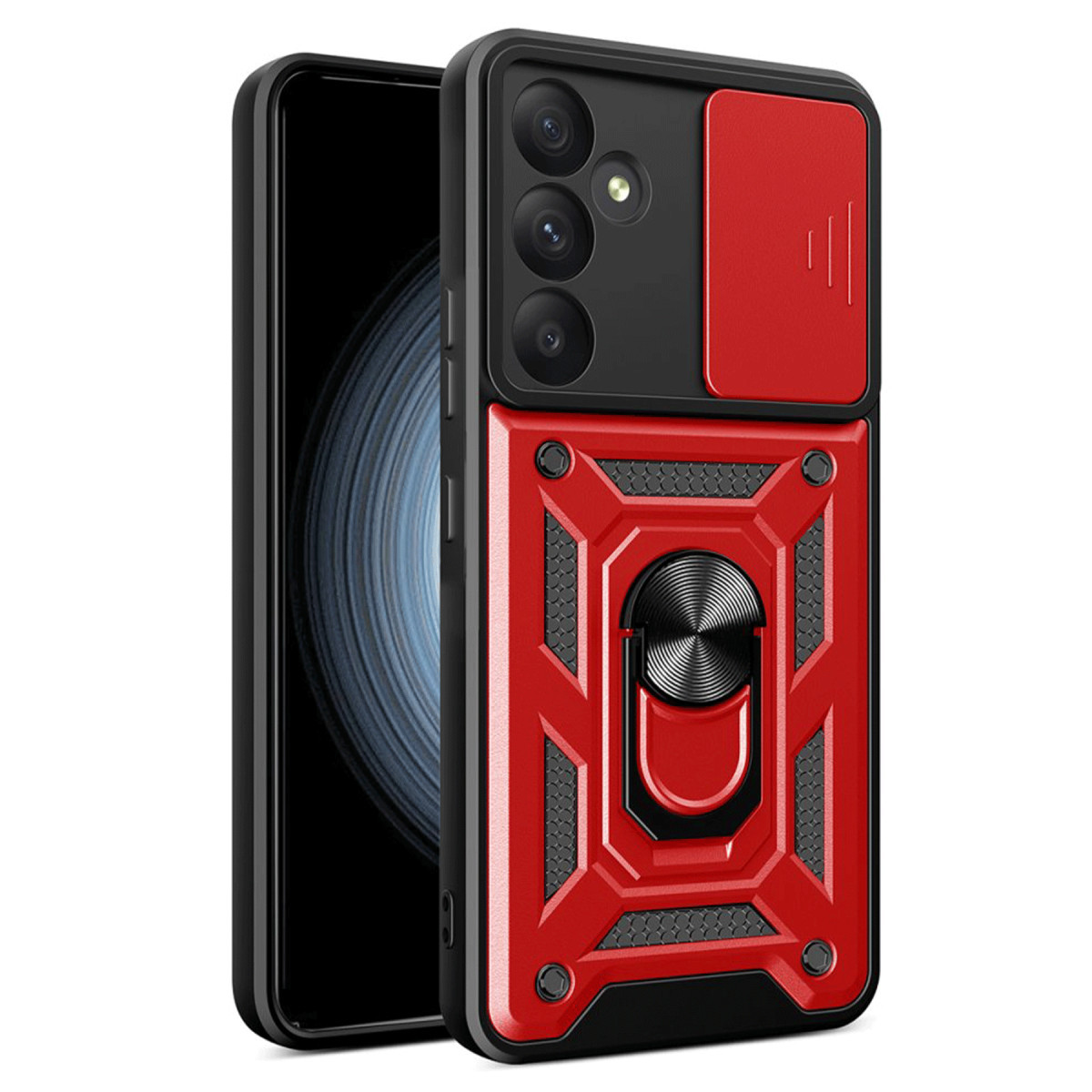 Newface Samsung Galaxy A55 5G Kılıf Pars Lens Yüzüklü Silikon - Kırmızı — görsel 7