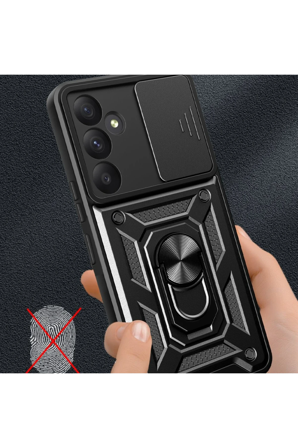 Newface Samsung Galaxy A55 5G Kılıf Pars Lens Yüzüklü Silikon - Kırmızı — görsel 2