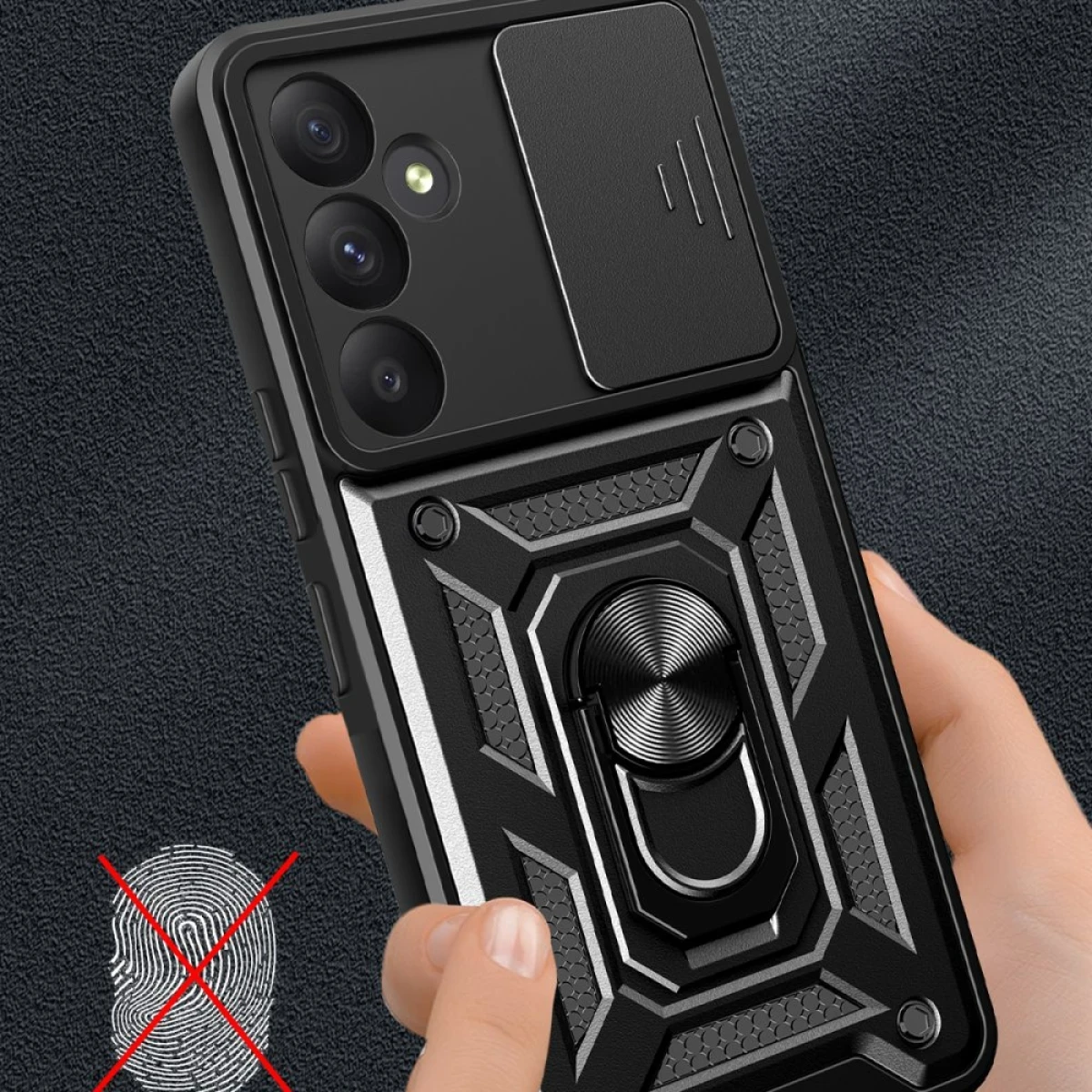 Newface Samsung Galaxy A55 5G Kılıf Pars Lens Yüzüklü Silikon - Kırmızı — görsel 5