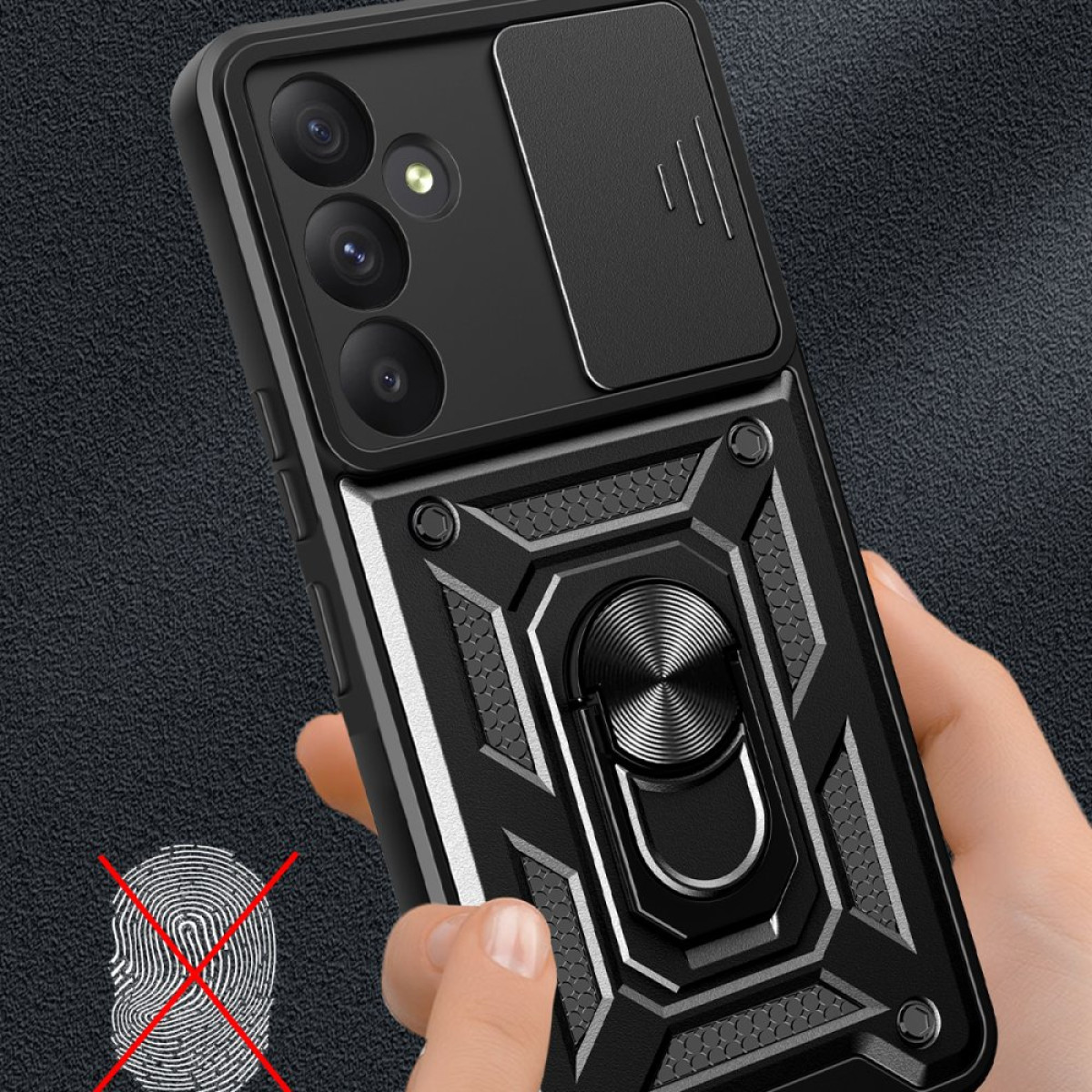 Newface Samsung Galaxy A55 5G Kılıf Pars Lens Yüzüklü Silikon - Kırmızı — görsel 8