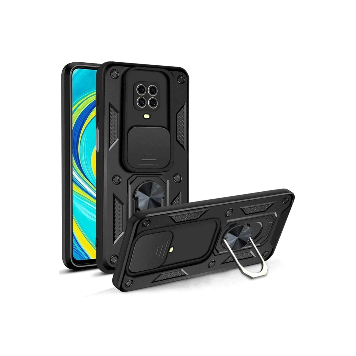 Newface Xiaomi Redmi Note 9 Pro Kılıf Pars Lens Yüzüklü Silikon - Siyah — görsel 4