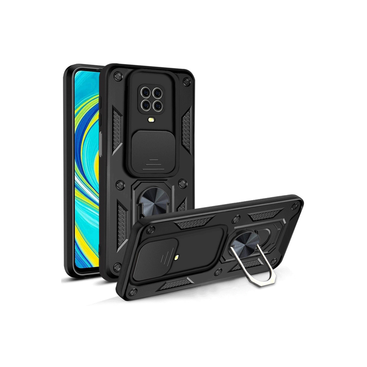 Newface Xiaomi Redmi Note 9 Pro Kılıf Pars Lens Yüzüklü Silikon - Siyah — görsel 7
