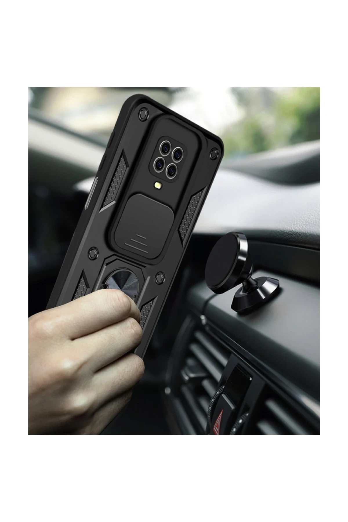 Newface Xiaomi Redmi Note 9 Pro Kılıf Pars Lens Yüzüklü Silikon - Siyah — görsel 3