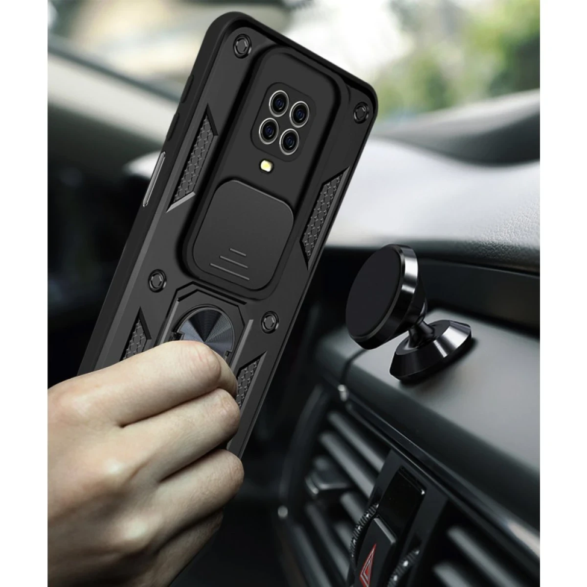 Newface Xiaomi Redmi Note 9 Pro Kılıf Pars Lens Yüzüklü Silikon - Siyah — görsel 6