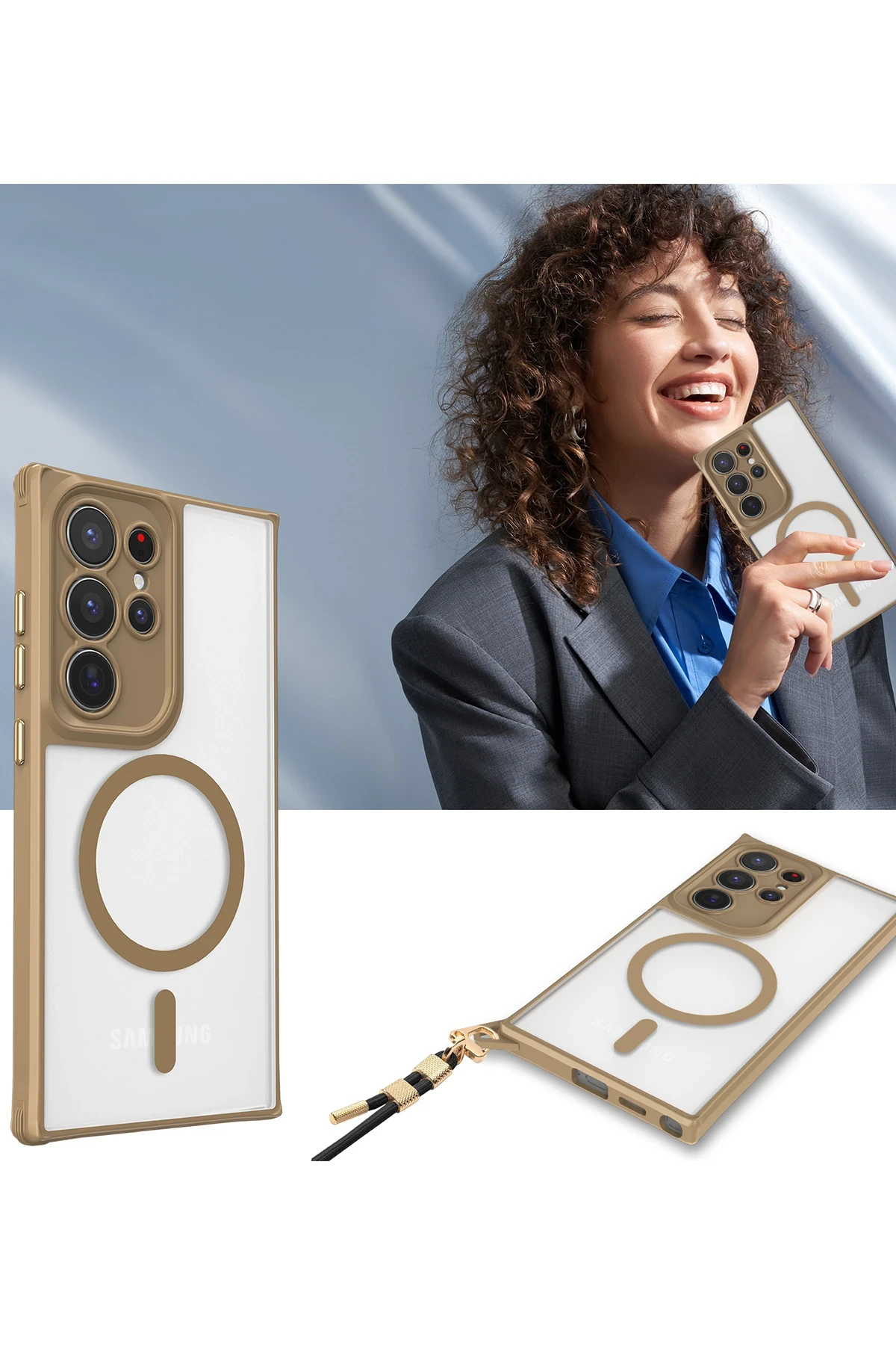 Newface Samsung Galaxy S25 Ultra Kılıf Enka Magsafe Silikon Kılıf - Titan Gri