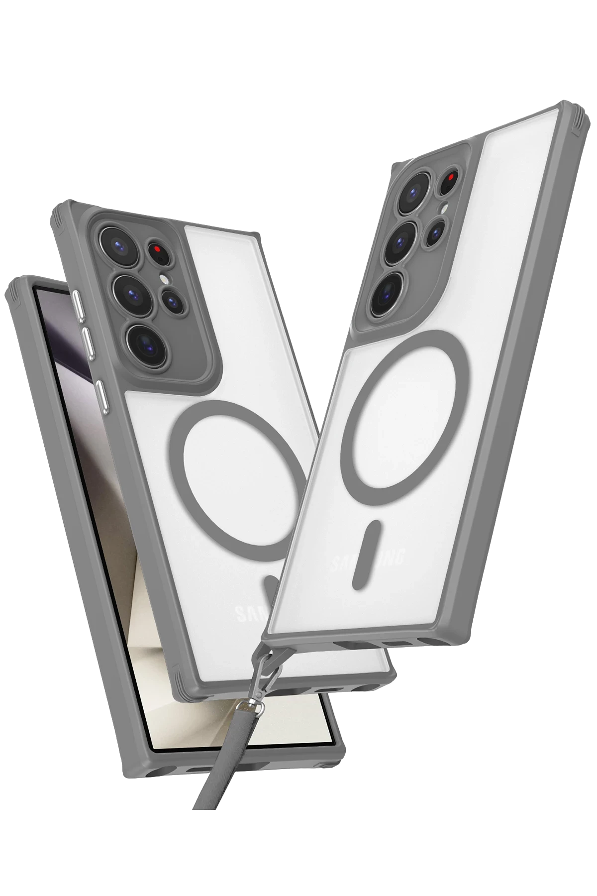 Newface Samsung Galaxy S24 Ultra Kılıf Enka Magsafe Silikon Kılıf - Titan Gri