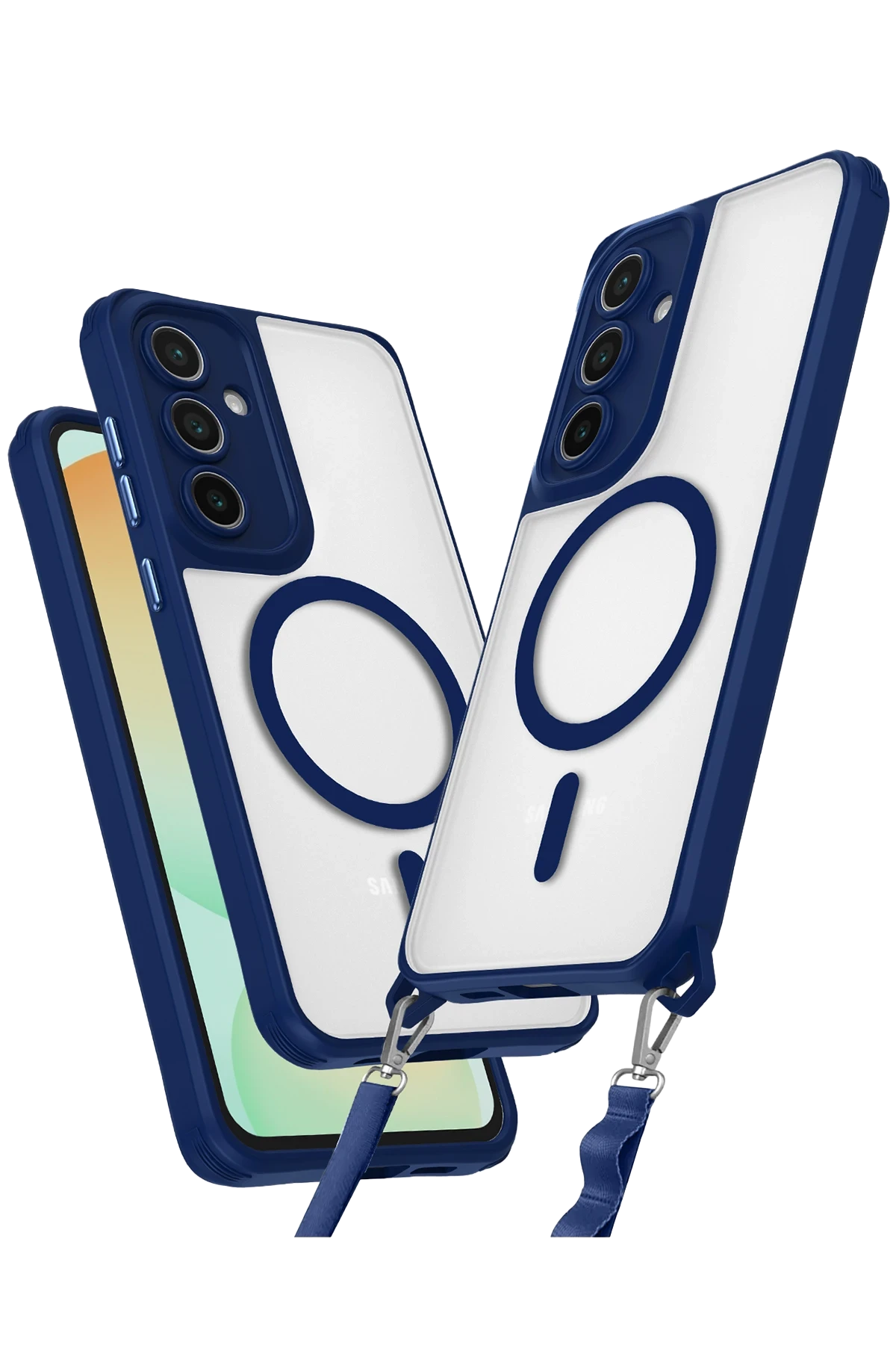 Newface Samsung Galaxy S25 Plus Kılıf Enka Magsafe Silikon Kılıf - Lacivert