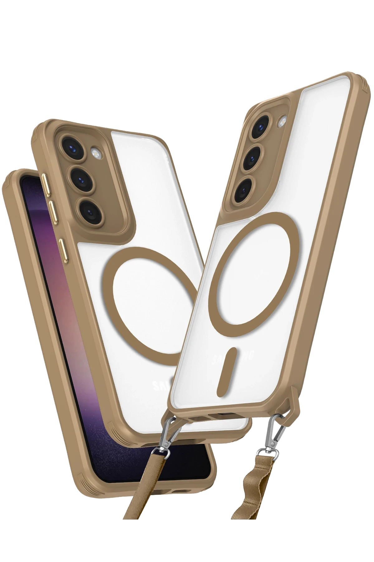 Newface Samsung Galaxy S23 Kılıf Enka Magsafe Silikon Kılıf - Desert