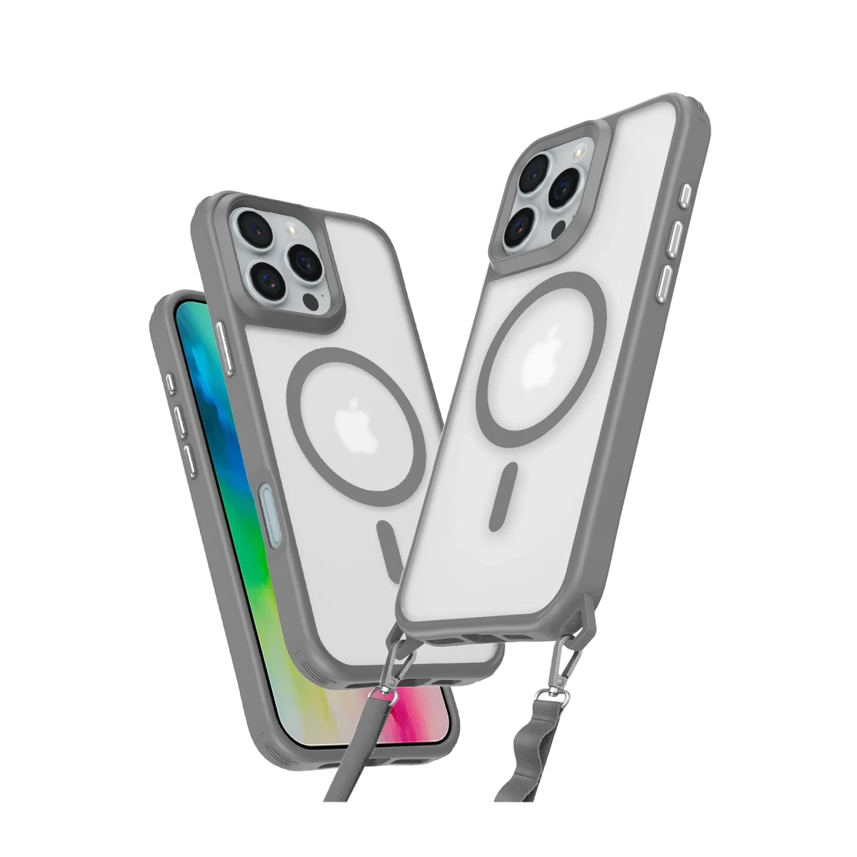 Newface Apple iPhone 16 Pro Kılıf Enka Magsafe Silikon Kılıf - Titan Gri