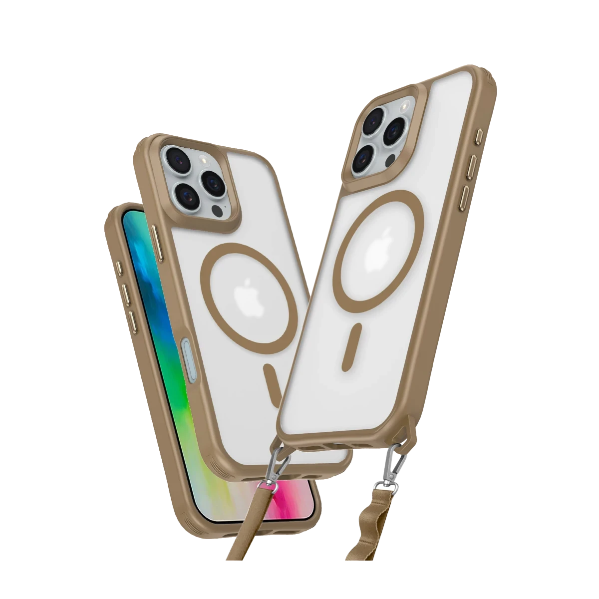 Newface Apple iPhone 16 Pro Kılıf Enka Magsafe Silikon Kılıf - Desert