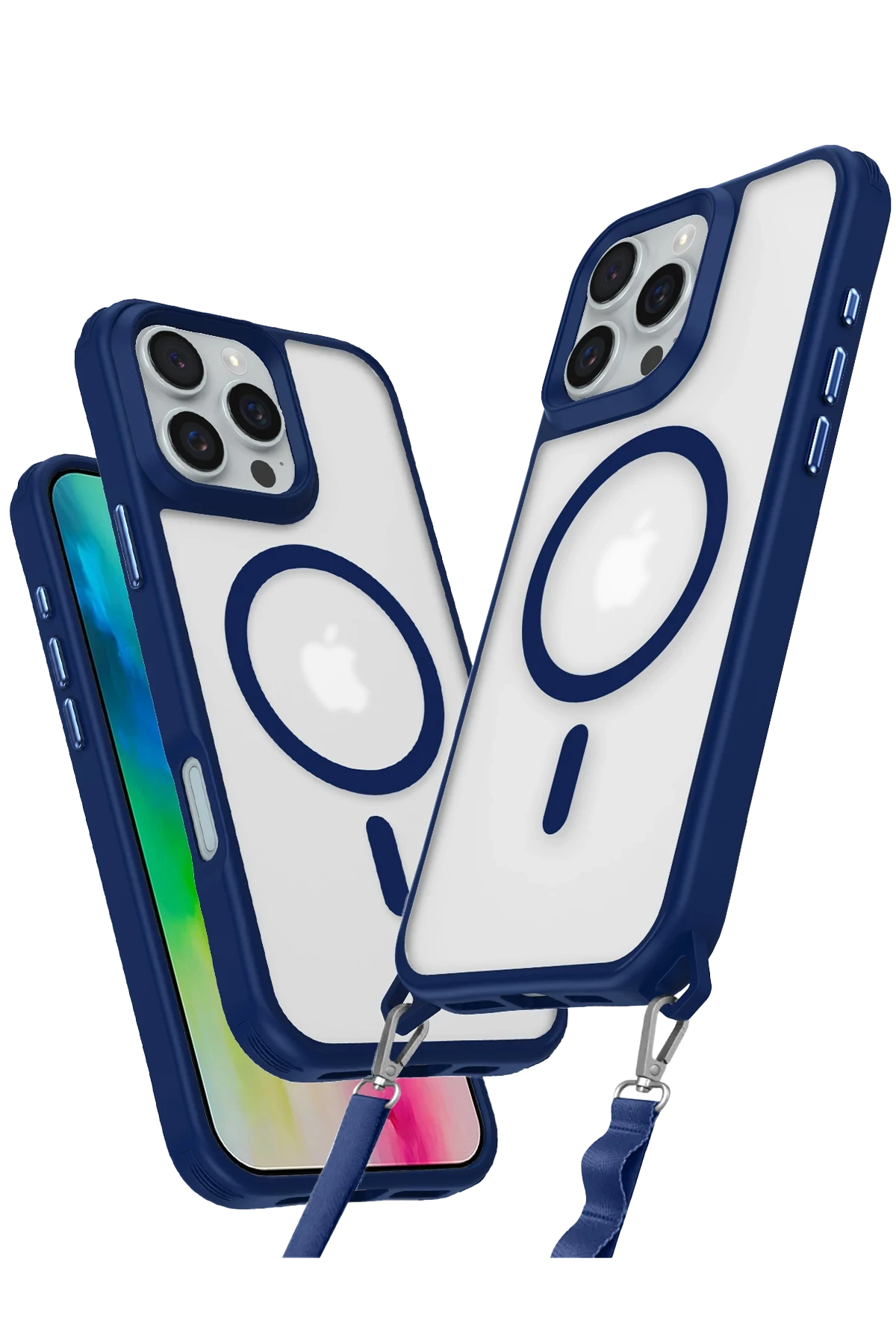 Newface iPhone 16 Pro Kılıf Enka Magsafe Silikon Kılıf - Lacivert