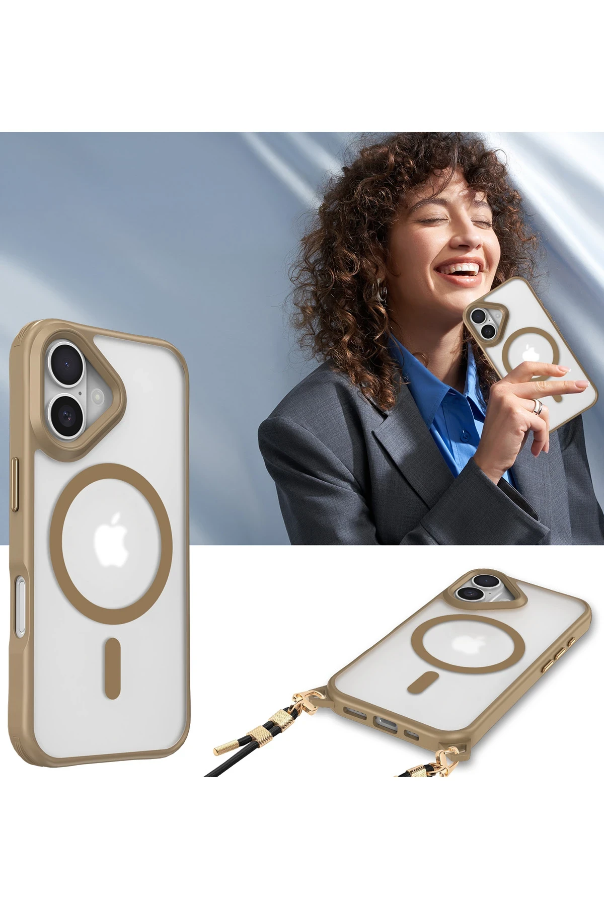 Newface iPhone 16 Plus Kılıf Enka Magsafe Silikon Kılıf - Desert