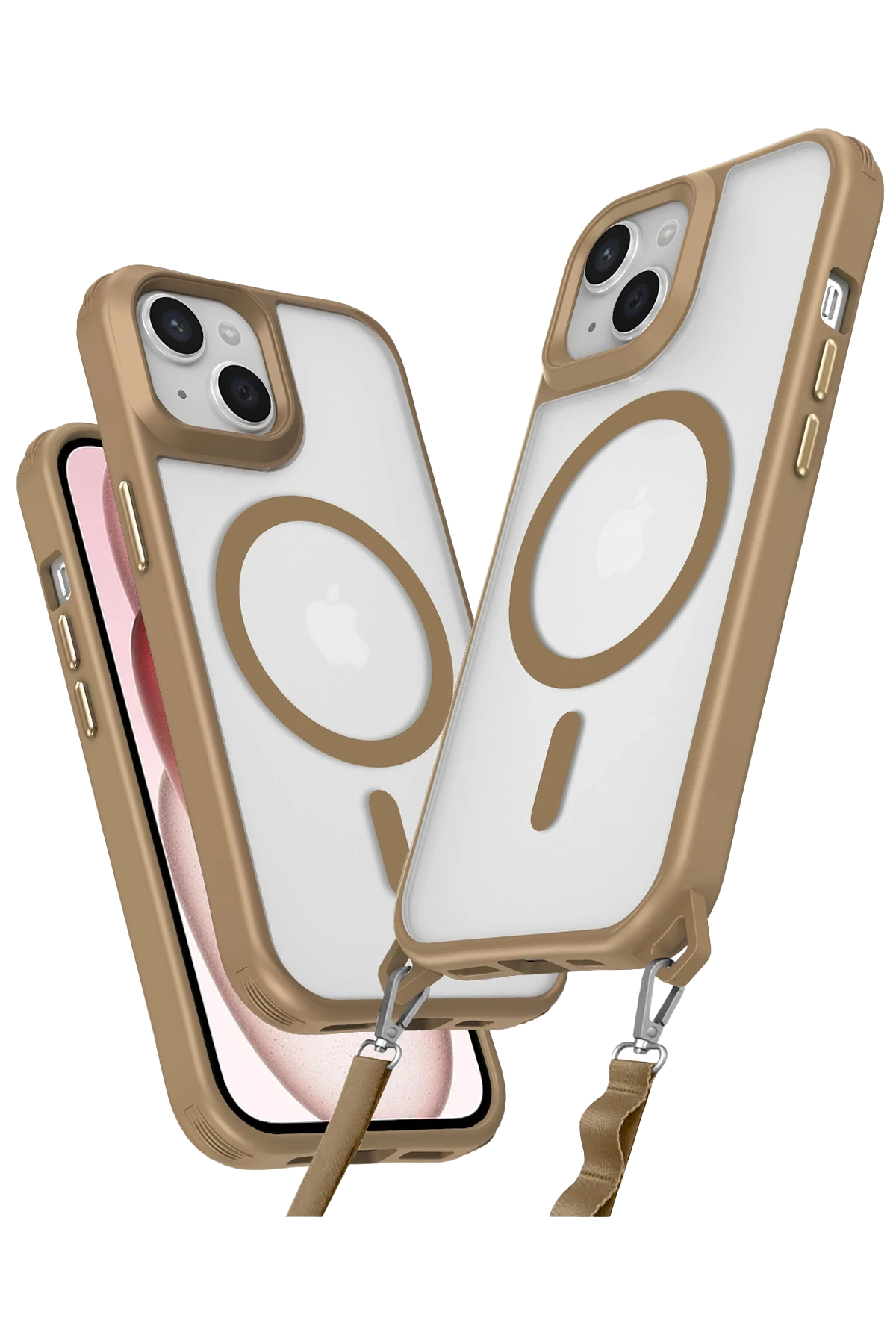 Newface iPhone 15 Plus Kılıf Enka Magsafe Silikon Kılıf - Desert