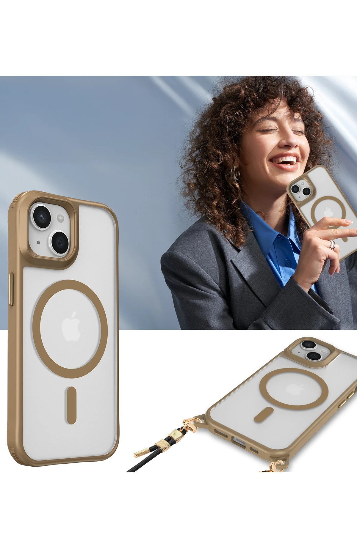 Newface iPhone 15 Kılıf Enka Magsafe Silikon Kılıf - Desert