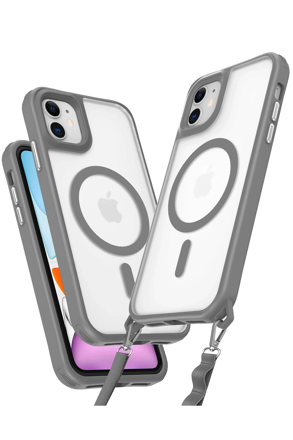 Newface iPhone 12 Kılıf Enka Magsafe Silikon Kılıf - Titan Gri