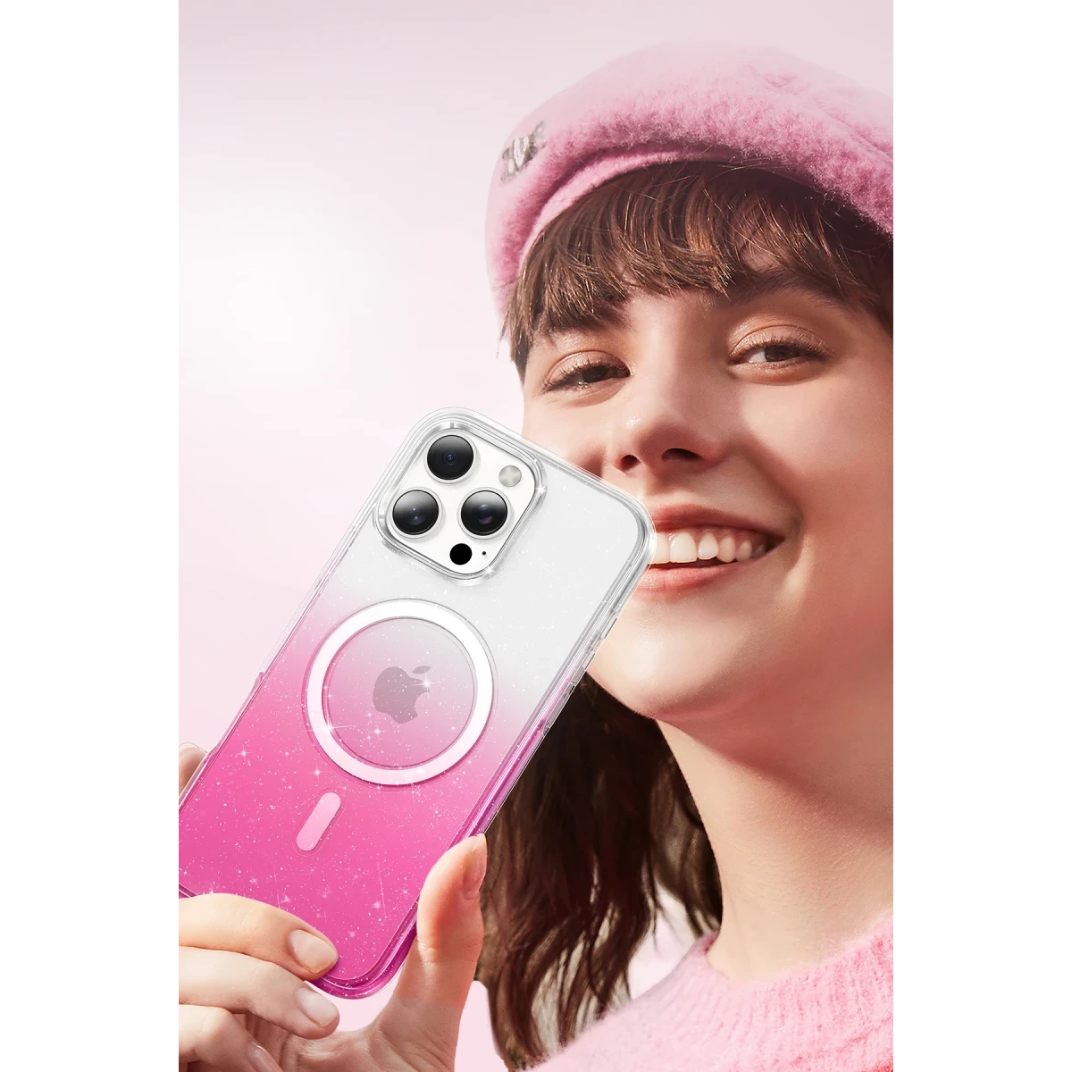 Keephone Apple iPhone 16 Pro Lillian Simli Magsafe Kılıf - Pembe