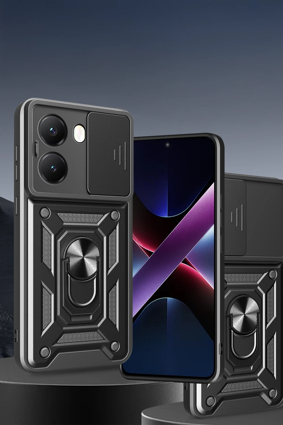 Newface Xiaomi Poco X7 Pro Kılıf Pars Lens Yüzüklü Silikon - Lacivert