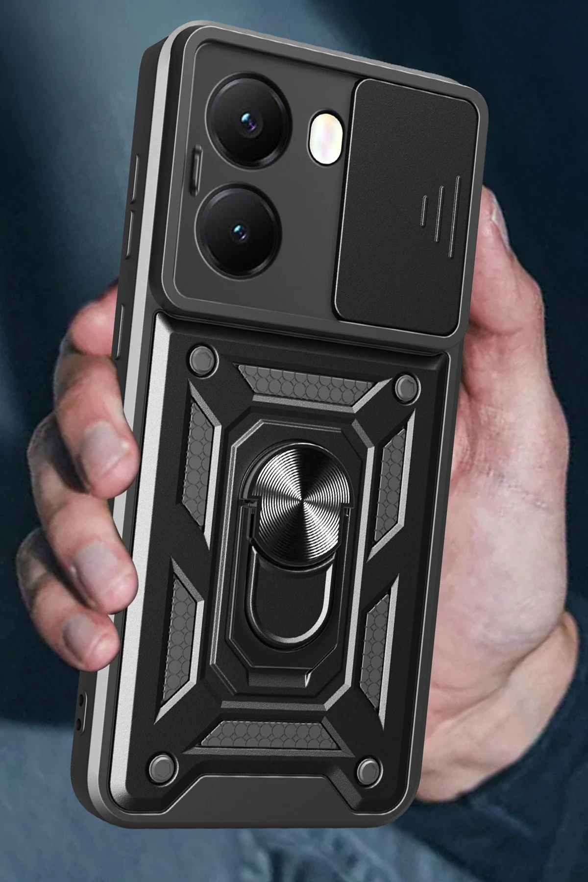 Newface Xiaomi Poco X7 Pro Kılıf Pars Lens Yüzüklü Silikon - Lacivert