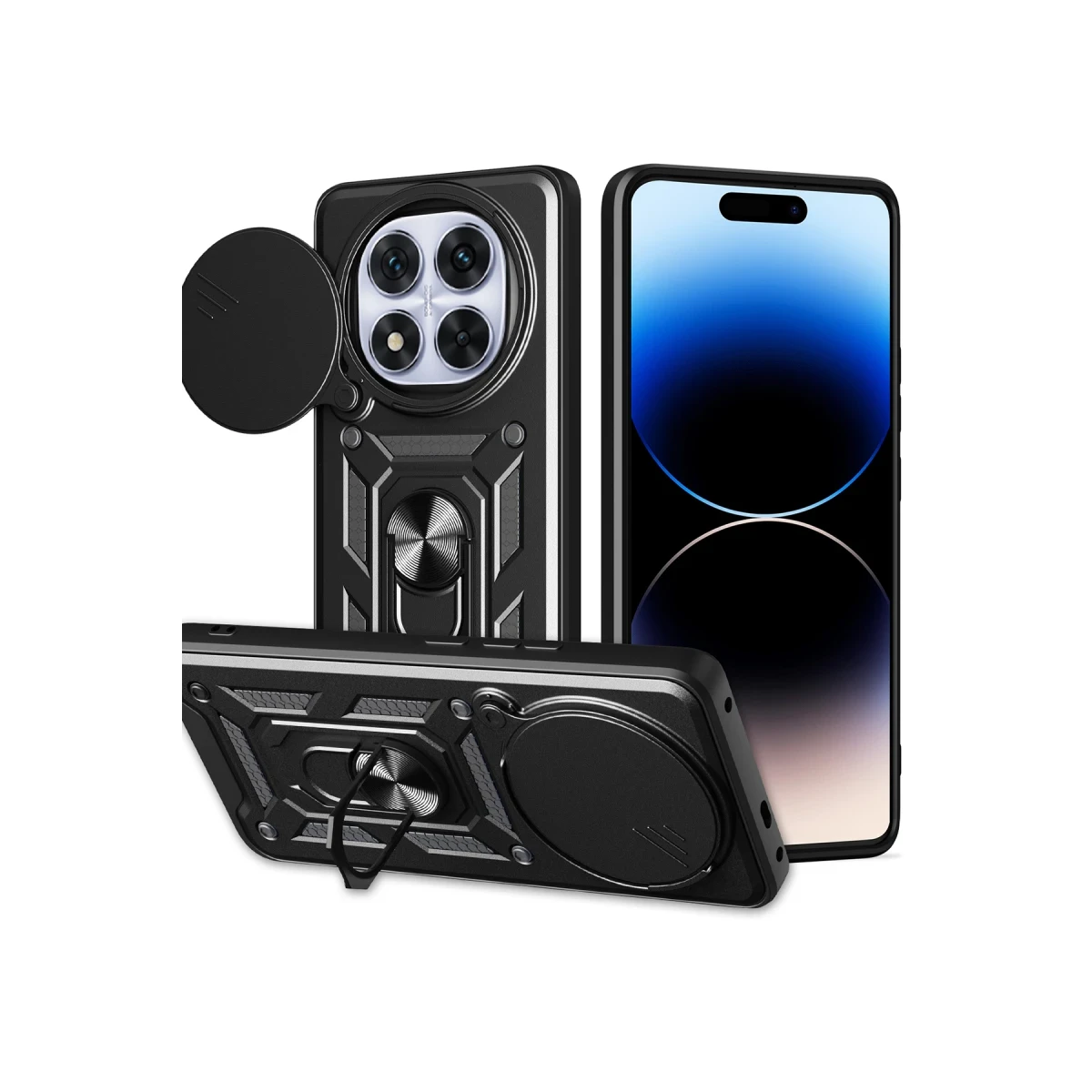 Newface Xiaomi Redmi Note 14 Pro Plus Kılıf Pars Lens Yüzüklü Silikon - Siyah — görsel 4