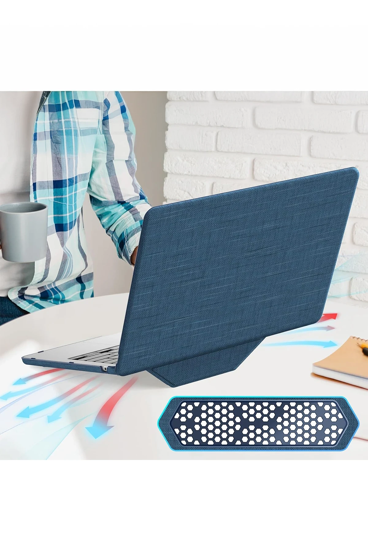 Newface Apple Macbook Air 13 Macbook Kumaş Kapak - Lacivert — görsel 3