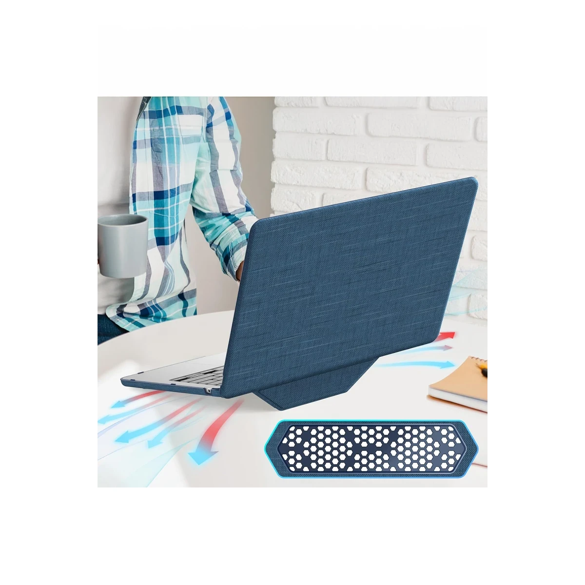 Newface Apple Macbook Air 13 Macbook Kumaş Kapak - Lacivert — görsel 7