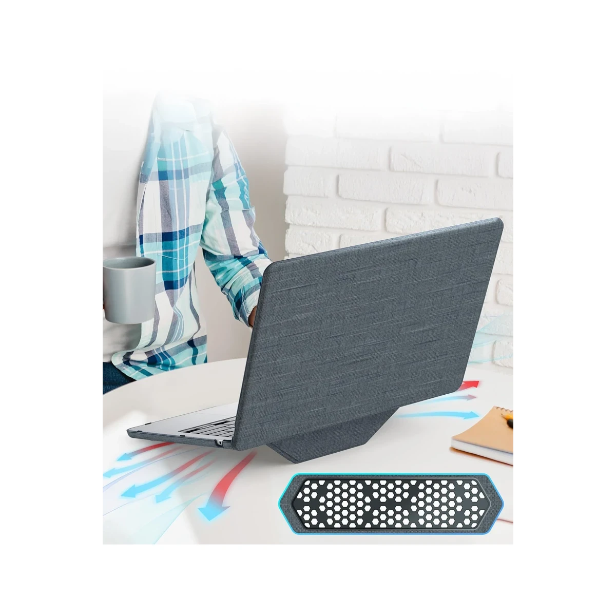 Newface Apple Macbook Pro 13 2020 Macbook Kumaş Kapak - Gri — görsel 7