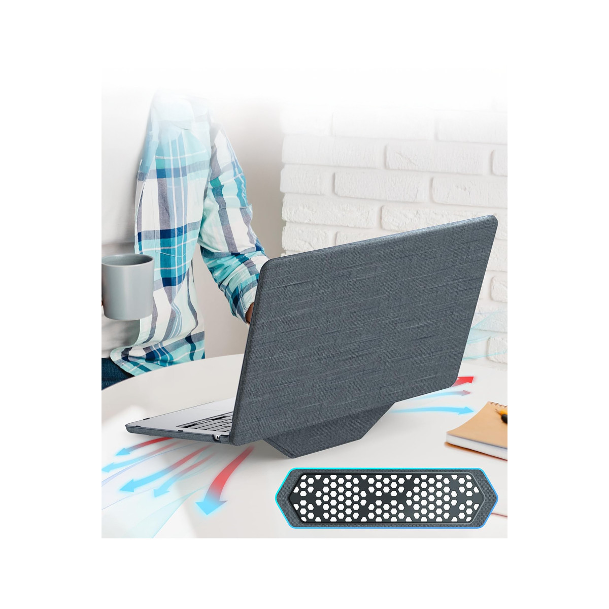 Newface Apple Macbook Pro 13 2020 Macbook Kumaş Kapak - Gri — görsel 11
