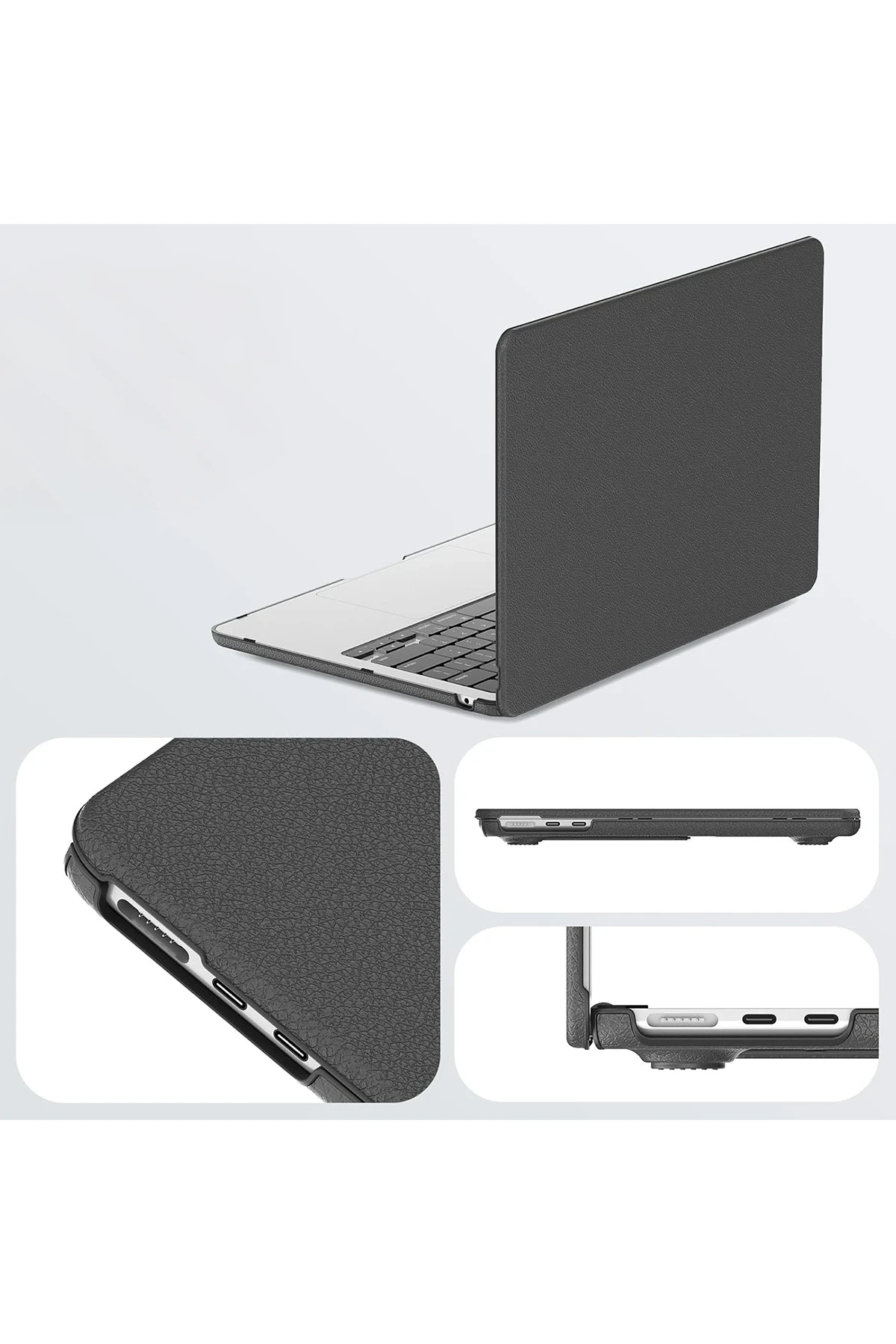 Newface Apple Macbook Air 13.6 Macbook Deri Kapak - Siyah — görsel 3